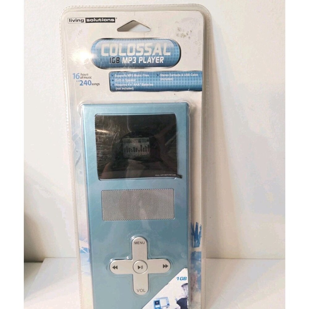 Vtg NOS Living Solutions Colossal 1G MP3 Player BLUE